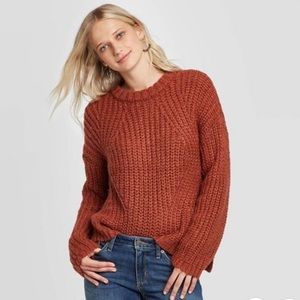 Target Brown Long Sleeve Chunky Knit Sweater